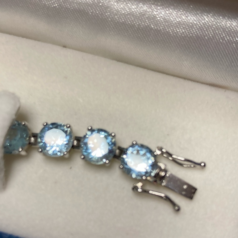 Heart-Shaped Blue Ice Ring and Bracelet Set 925 Sterling - Picture 4 of 8